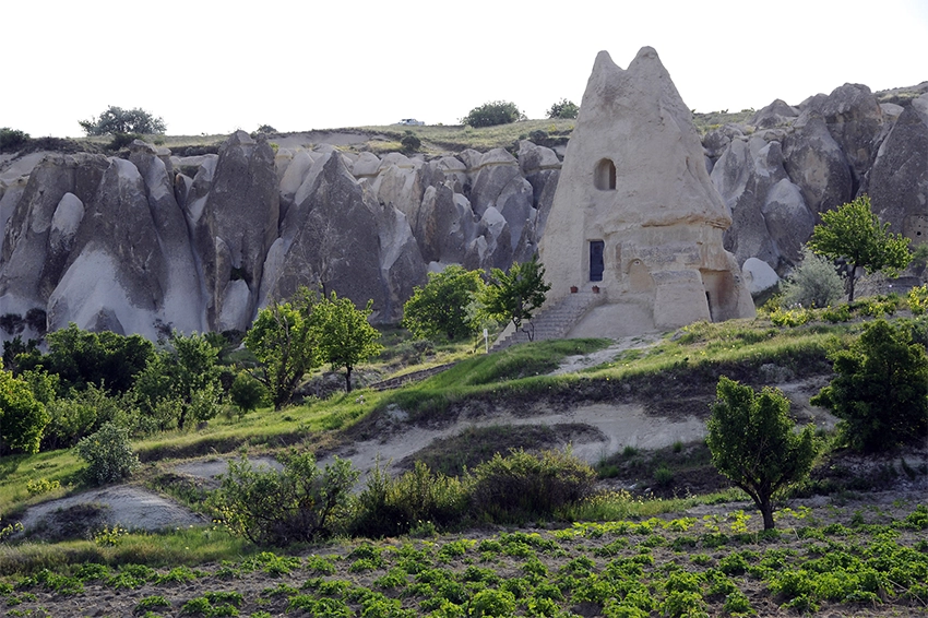 El Nazar Church exterior cone-shaped structure in Göreme Valley