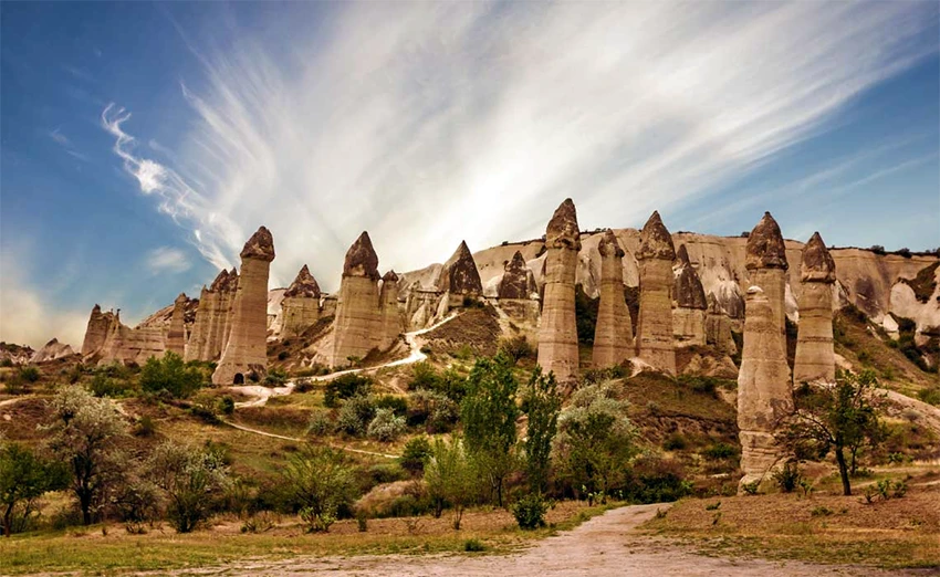 Colorful fairy chimneys in Cappadocia
