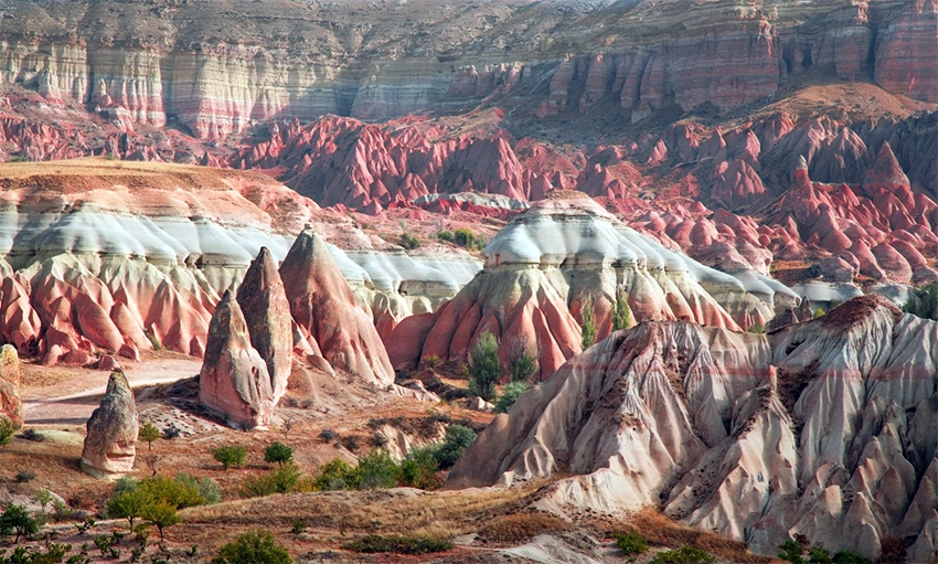Red Valley overview with red and orange tuff formations near Ortahisar
