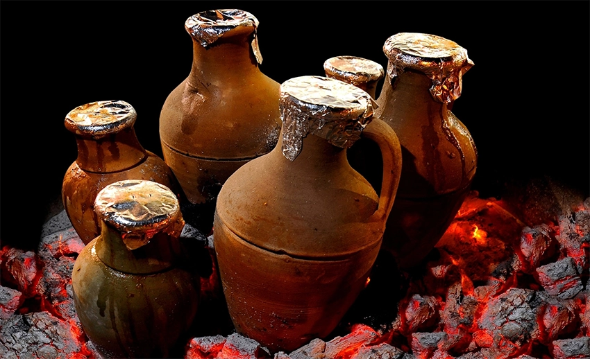 Testi Kebab baking in a stone oven in a sealed clay pot, Cappadocia