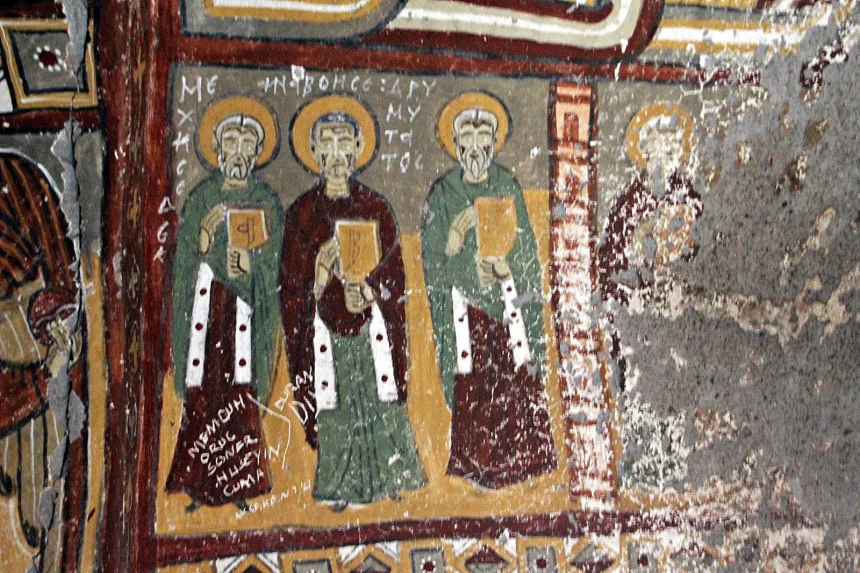 Last Judgment and serpent imagery inside Yılanlı Church in Ihlara Valley