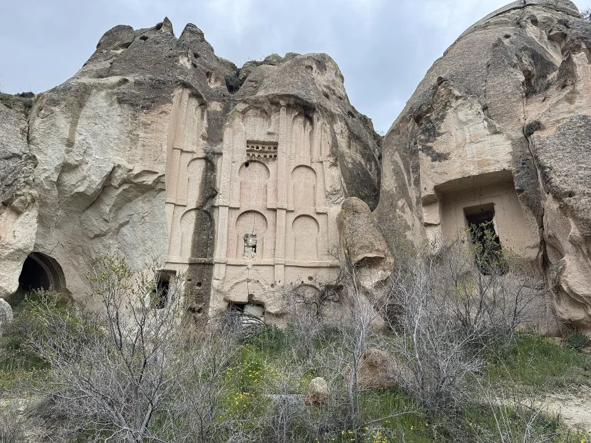 Rock-cut entrance and surviving paintings of Yovakim and Anna Church near Red Valley